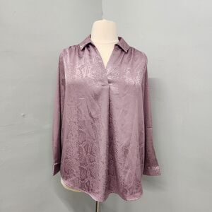 Ophelia Roe popover Silky Lavender Blouse Plus Size 1X